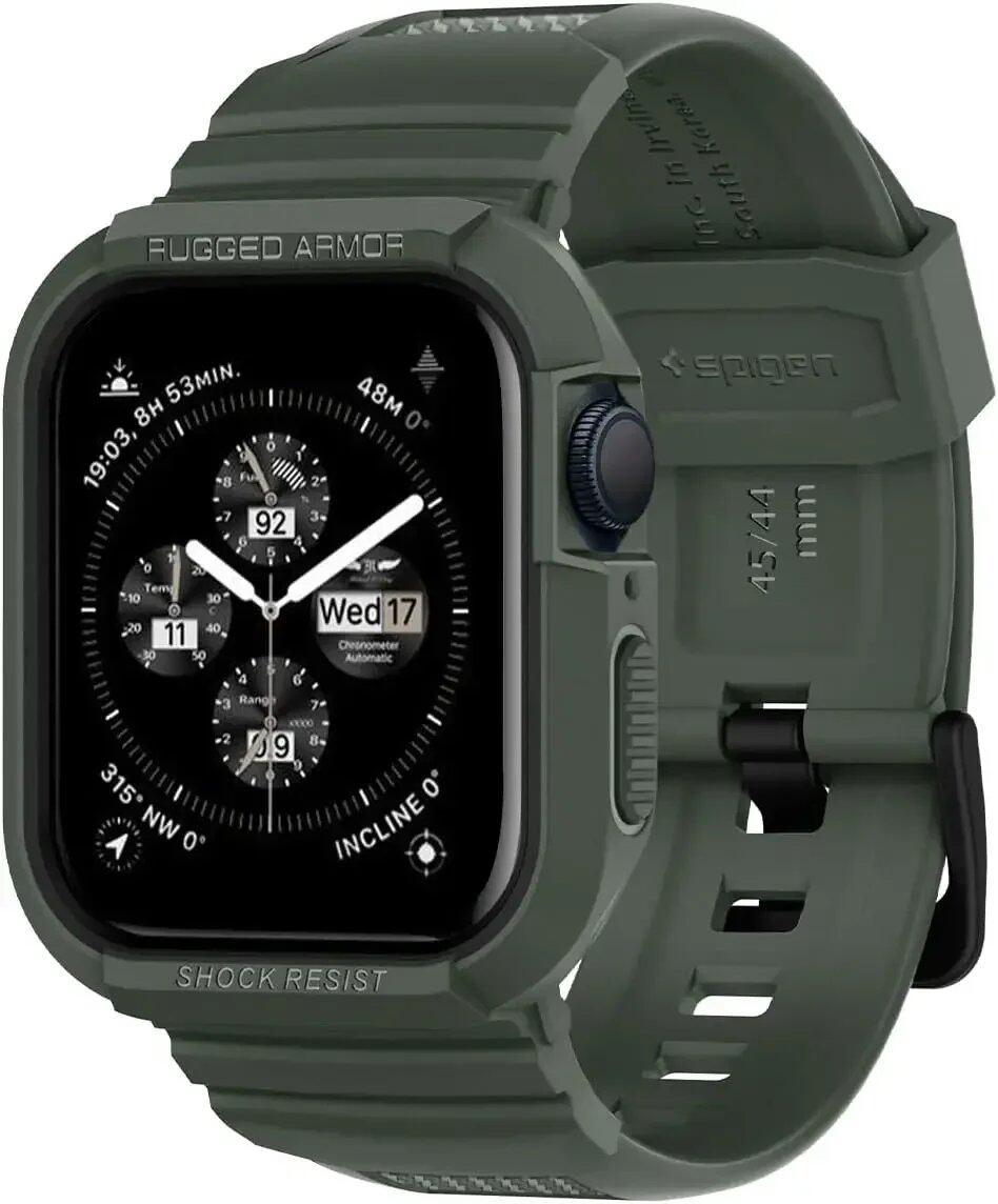 Rough Armor Pro Reinforced Rubber Case & Band for Apple Watch Ultra 2/Series 9/8/SE2/7/6/SE/5/4 (Compatible with 45mm/44mm/41mm/40mm) Band Color: Parallel Import