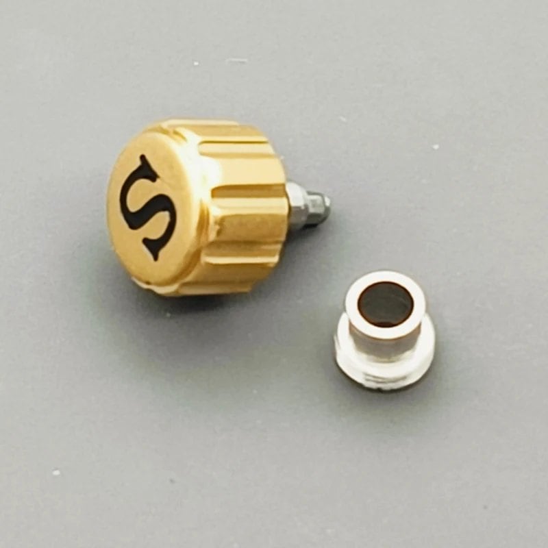 "MOD SKX007 SKX009 Watch Case Crown - Compatible with NH35 and NH36 Movements, S Logo, Polished Finish, Silver/Gold/Rose/Black/Blue Crown Parts" Parallel Import