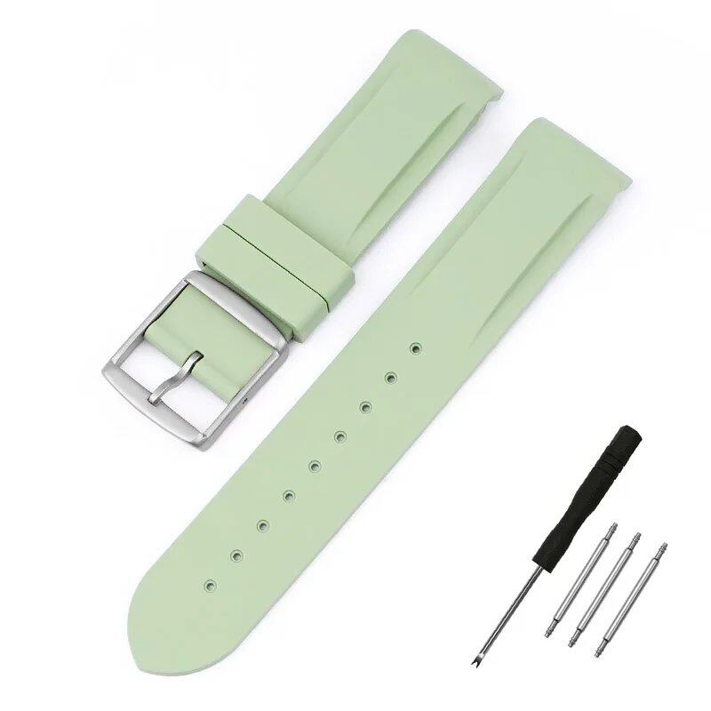 New 20mm Bent End Rubber Watch Strap for Omega Moonwatch, Joint Constellation, Men's Waterproof Sports Watch Band, Band Color: 20mm; Band Width: 20mm, Parallel Import