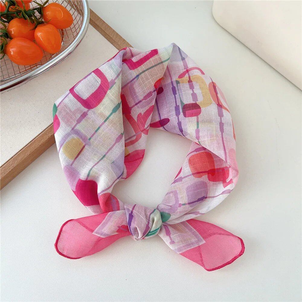 Women's Fashion Bandana Cotton Headscarf Small Hijab Floral Print Handkerchief Hair Scarf Headband Neck Scarf Size: One Size Fits Most; Parallel Import