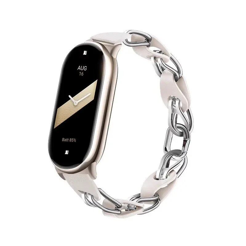 Original Stainless Steel Strap for Xiaomi Mi Band 9 - Fashionable Metal Bracelet for Mi Band 8/NFC Compatible Quick Release Replacement Band, Band Color: Parallel Import