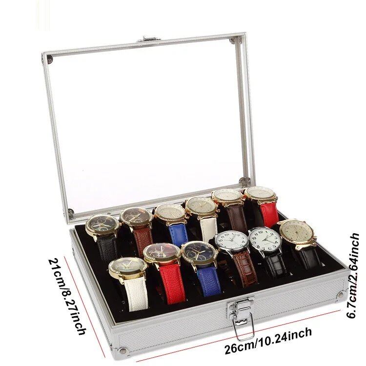 Metallic Aluminum Watch Box - Sale Promotion, Holds 6/12/24 Watches, Aluminum Alloy, Shockproof, Durable Watch Case, Color: Position, Parallel Import
