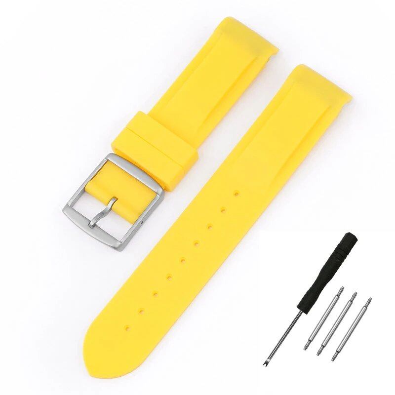New 20mm Bent End Rubber Watch Strap for Omega Moonwatch, Joint Constellation, Men's Waterproof Sports Watch Band, Band Color: 20mm; Band Width: 20mm, Parallel Import
