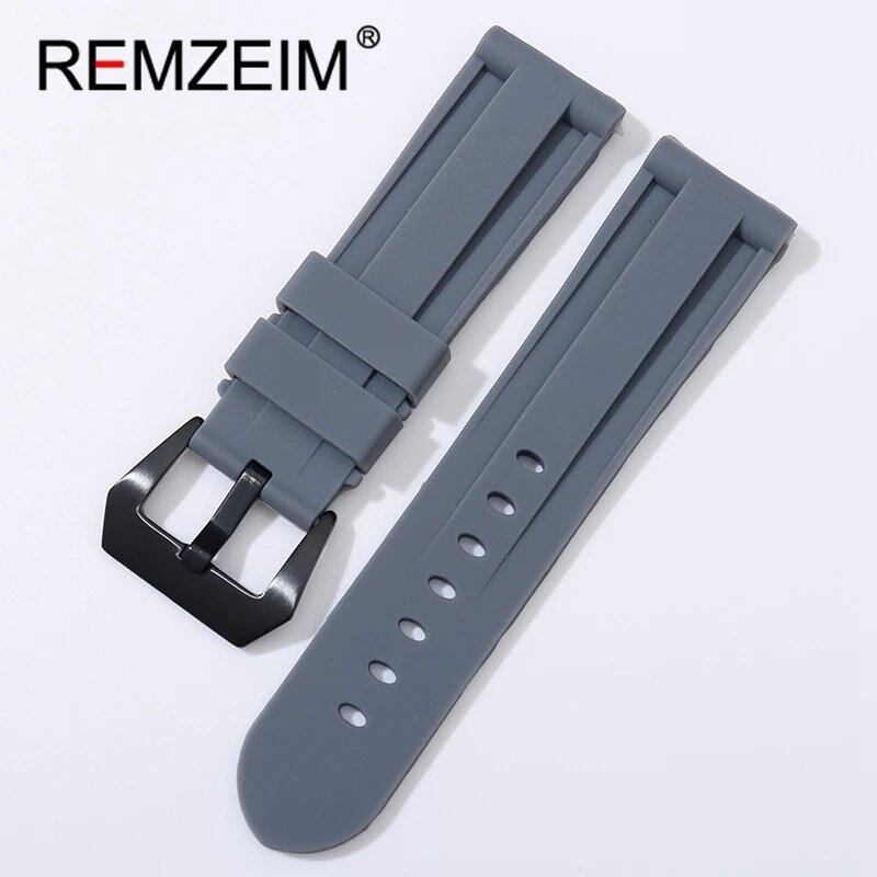 Soft Silicone Sports Watch Band, Waterproof, Men's Replacement Strap with Black Buckle, Compatible with 22mm, 24mm, and 26mm Watches, Band Color: mm, Parallel Import