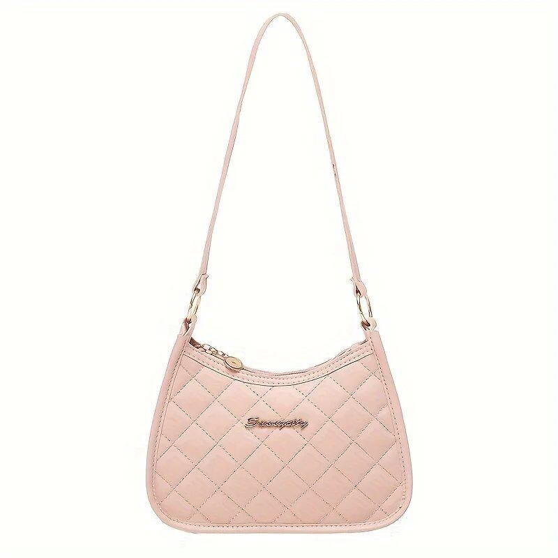 #242 Lombus Quilted Underarm Bag, Women's Hobo Bag, Cute and Fashionable, Small Single Shoulder Bag with Zipper, Casual Shoulder Bag (21), Parallel Import