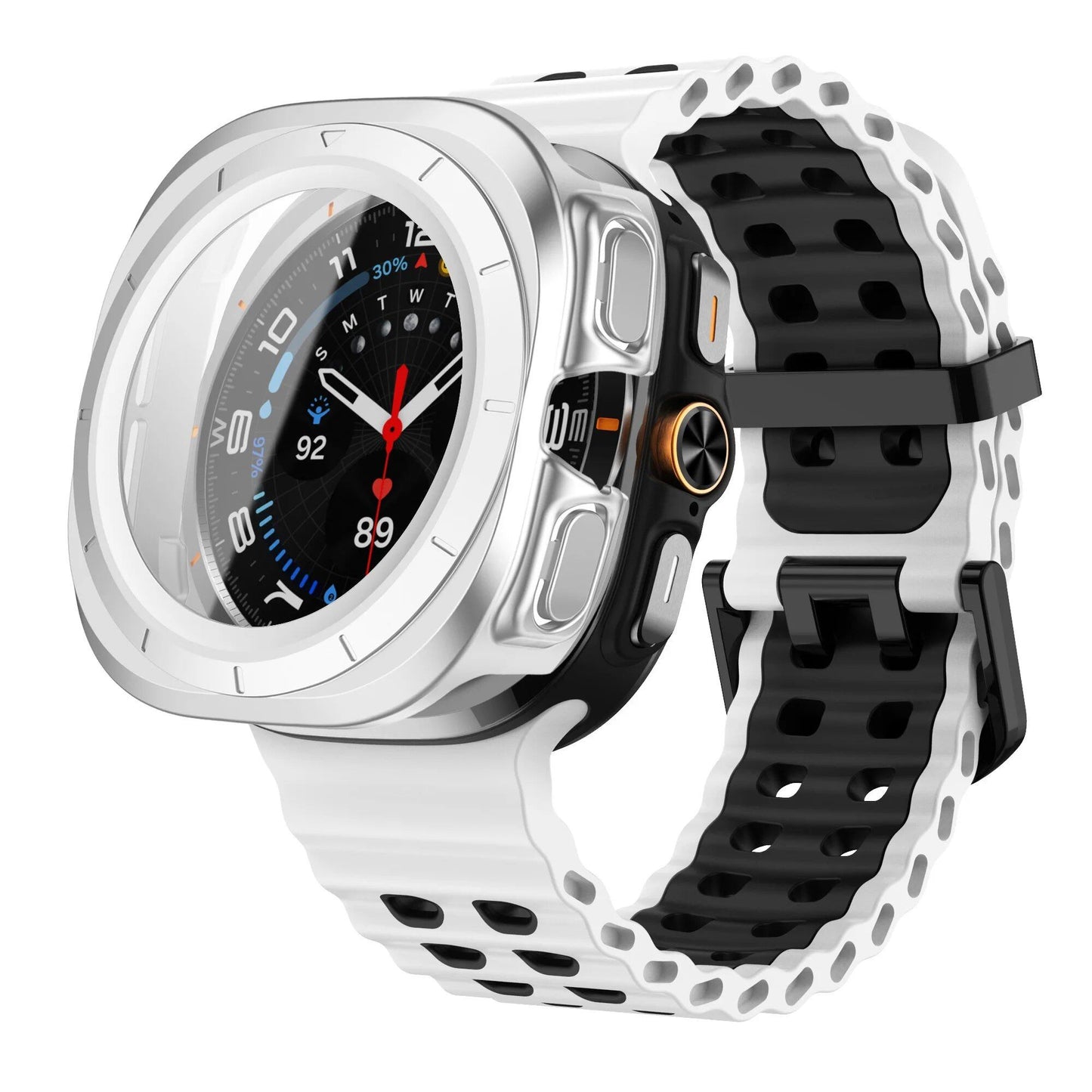 Samsung Galaxy Watch Ultra 47mm Sport Silicone Band, Marine Band + Case, Watch Band Accessory, Color: Compatible with Ultra 47mm Dial Diameter, Parallel Import