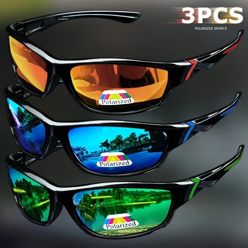 1/3-Piece Vintage Sports Sunglasses for Men and Women, Anti-Glare UV400 Protection, for Fishing, Running, Cycling, and Mountaineering; Ships from: Parallel Import