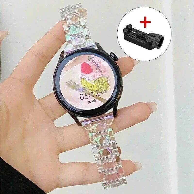 20mm/22mm Transparent Band for Samsung Galaxy Watch 7/6/5/4 Classic, 40mm/44mm/42mm/46mm, Slim, 5 Pro, and Active 2. Laser-etched. Compatible with Smartwatches. Band Color: Transparent Laser; Parallel Import.