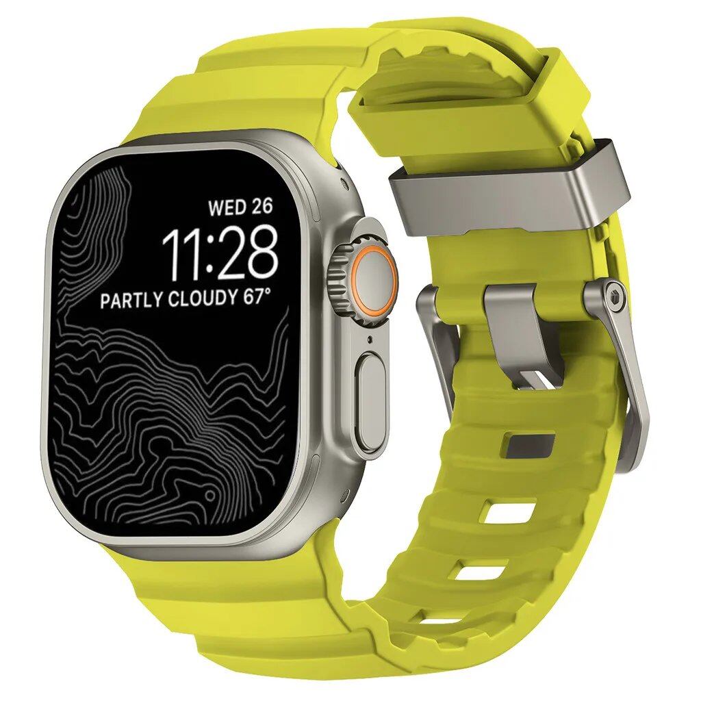 Sport Band for Apple Watch Ultra 2/10/9/8/7/6/SE/5/4 - Soft Silicone and Titanium Bracelet Strap, Compatible with iWatch 42mm, 44mm, 45mm, 46mm, and 49mm Band Colors: 42mm, 44mm, 45mm, 46mm, and 49mm Band Widths (Imported)