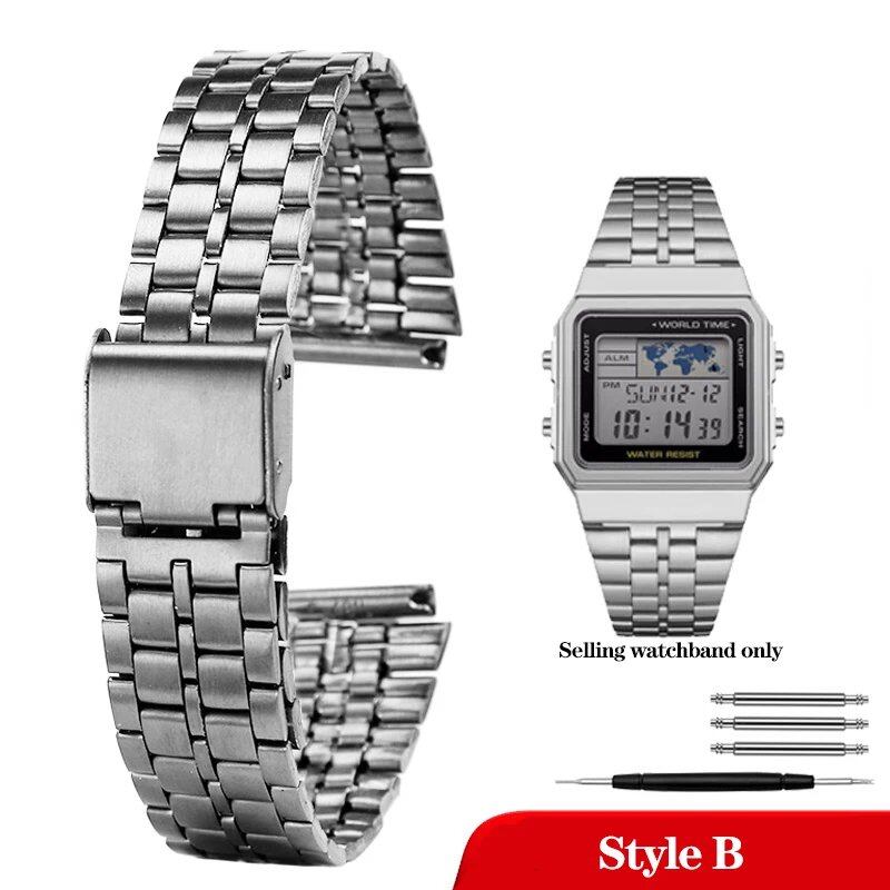 Casio 18mm Slim Steel Watch Band for A158, A159, A168, A158W, AQ-230, LA-680, B650, and AEQ-110. Metal Bracelet Strap. Band Color: 18mm; Band Width: Parallel Import.