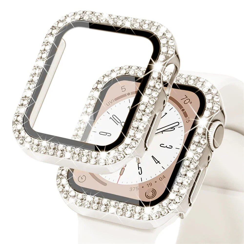 アップルウォッチ用 ブリングガラス+カバーケース 44mm 45mm 41mm 40mm 42mm ダイヤモンドバンパー+画面保護フィルム対応 iWatchシリーズ7/8/9/5/6/SE 並行輸入品