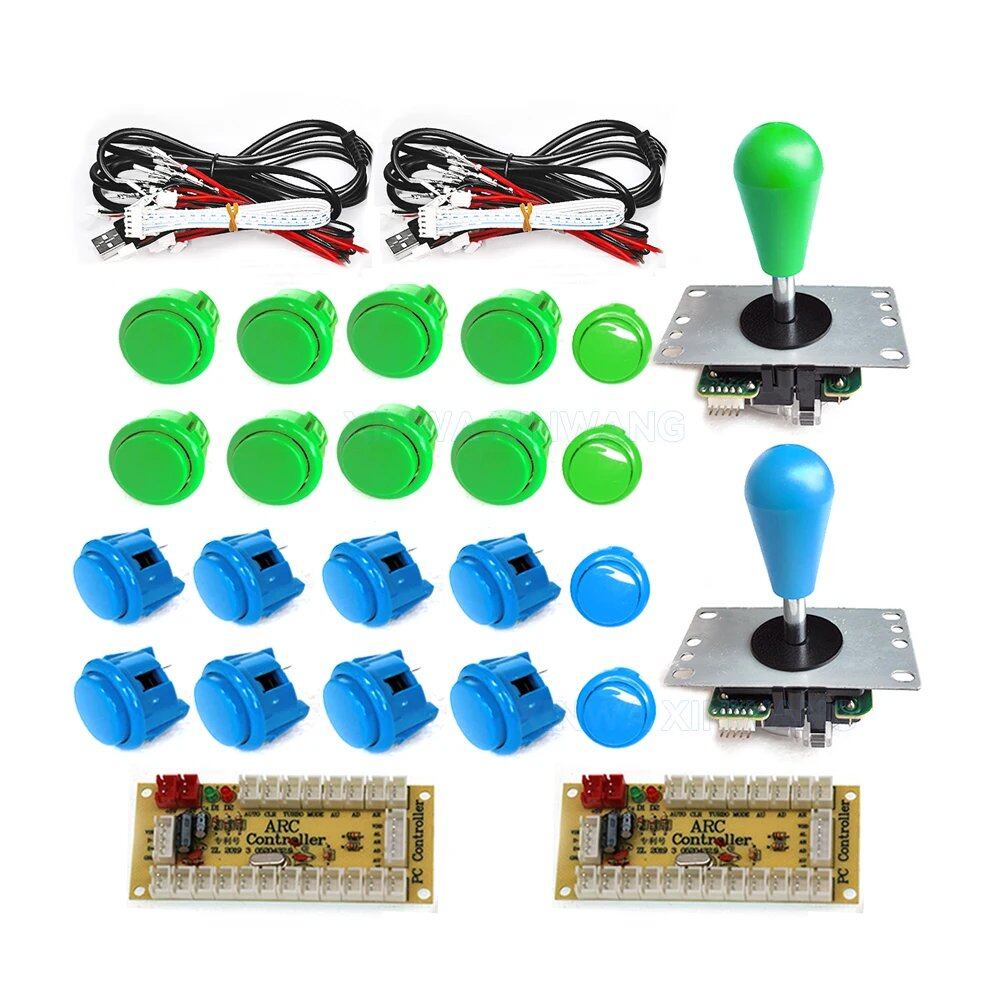 SANWA 8-Way Joystick, Zero Delay USB Controller, DIY Game Arcade Joystick Kit with 24/30mm Push Buttons, for PC and Raspberry Pi, Color: Imported