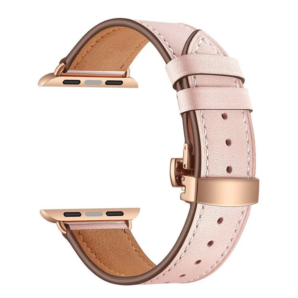 Leather Strap for Apple Watch - 38mm, 40mm, 41mm, 42mm, 44mm, 45mm - Series 3/4/5/SE/6/7 Compatible Bracelet Band Color: Parallel Import