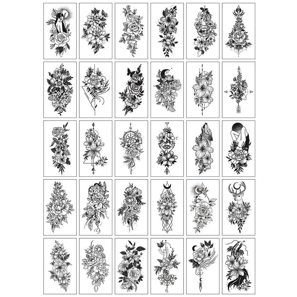 10/20/30/50 Sheets of Waterproof Temporary Tattoo Stickers, Removable Body Art, Butterfly and Flower Designs for Men and Women, Stylish, Imported
