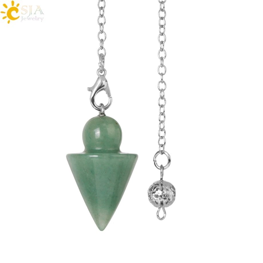 Natural Stone Cone Pendant, Silver Color, with Chain, Crystal Pendant, Pink Quartz, for Dowsing and Divination, Spiritual Reiki, Pendulum, S975 Metal Color: Parallel Import