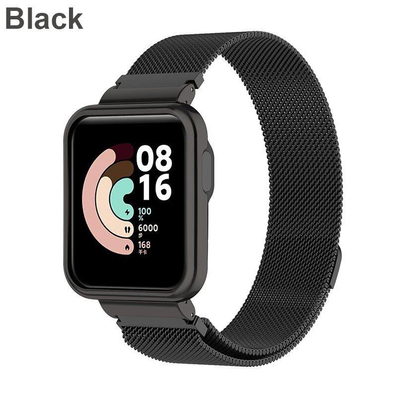 「Xiaomi Mi Watch Lite / Redmi Watch 2 / 3 Active 対応 金属ストラップ バンド - ケースプロテクター&マグネットループ付き 交換用ブレスレット」 サイズ:ストラップ 並行輸入品