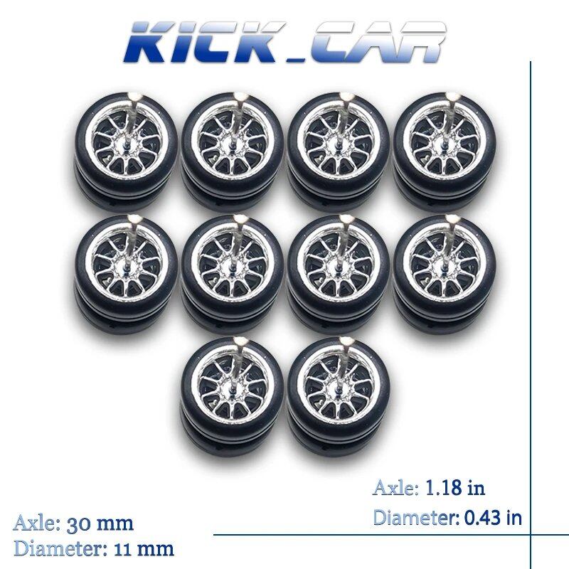 1/64 Scale 10-Spoke Wheel Set with Fixed Rubber Tires for Diecast Model Cars, Hot Wheels Modification Parts (5 Sets for 5 Cars), Color: MMW, Parallel Import