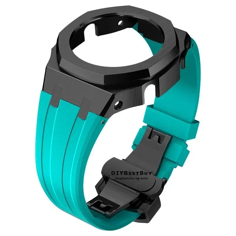 Casio Gen4 Metal Bezel Modification Kit for GA2100 with Stainless Steel Strap and Rubber Watch Case, Compatible with GEN4 GA2100/2110, Band Color: Parallel Import