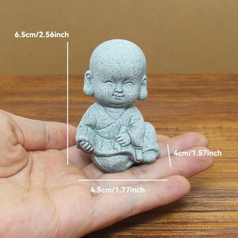 石仏像 小さな僧侶 チベット仏教フィギュア 禅ガーデン ヨガオーナメント 瞑想 ホームアクアリウム装飾 並行輸入品