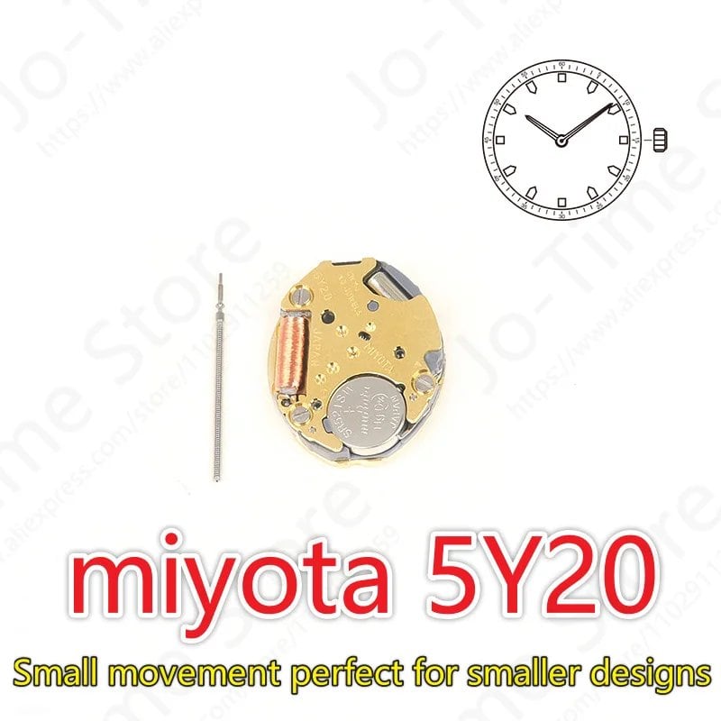 New Japan Miyota 5Y20 Quartz Miniature Movement, Ideal for Small Designs and Accessories, 5Y20 Movement, 2-Pin Watch Movement, Parallel Import