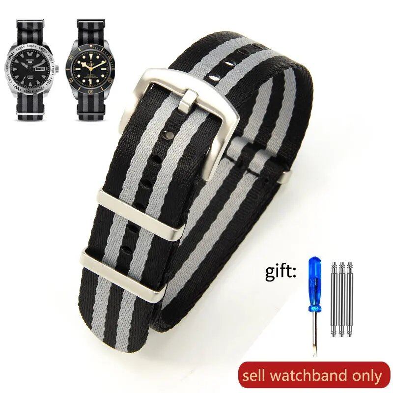 Breathable Soft Nylon Men's Watch Band for Omega 300 Ghost Party 007, Longines Conquest, Seiko, and Casio, 20mm and 22mm, Size 2, Parallel Import
