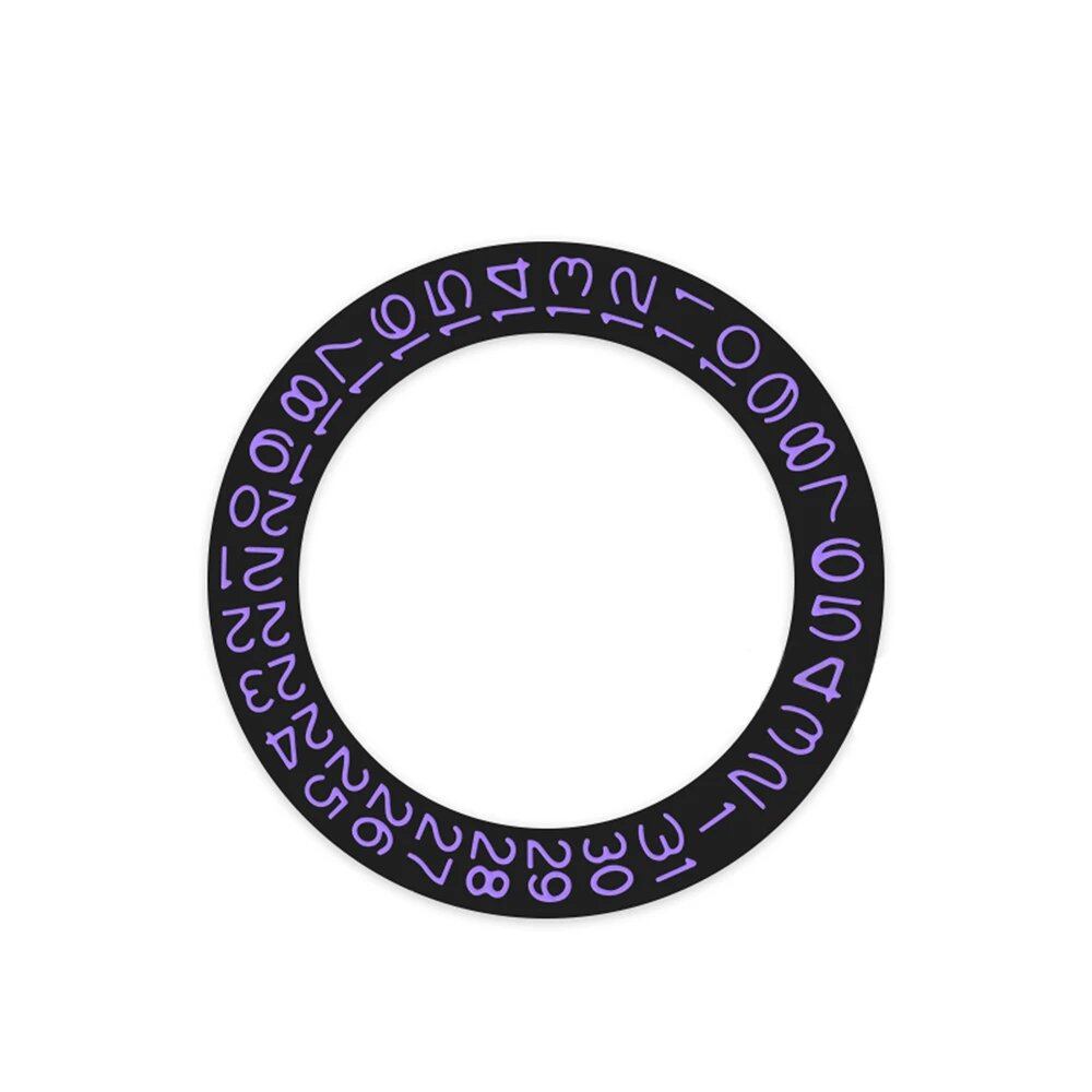 Round Calendar Disc with Date Display at 3 o'clock, Day Wheel Calendar Plate, and Date Disc for NH35 and NH36 Movements, Color: Black, Parallel Import