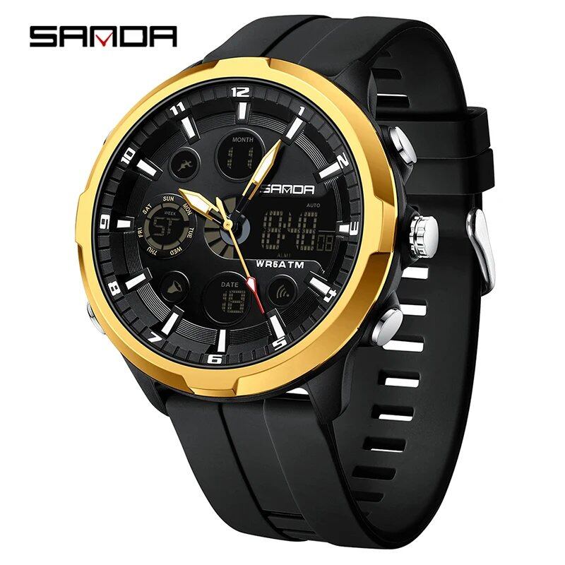 SANDA Top Brand Sports Military Men's Watch, Luxury Digital Wristwatch, 50m Water Resistant, Quartz Movement, Parallel Import