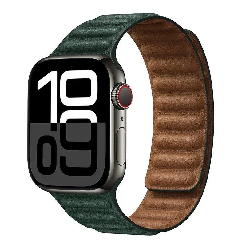 Apple Watch Leather Strap, Magnetic Loop Link Bracelet for iWatch Series 10/9/8/7/6 (45mm, 46mm, 42mm, 44mm, 40mm, 49mm) - Official Website, Band Color: mm, Parallel Import