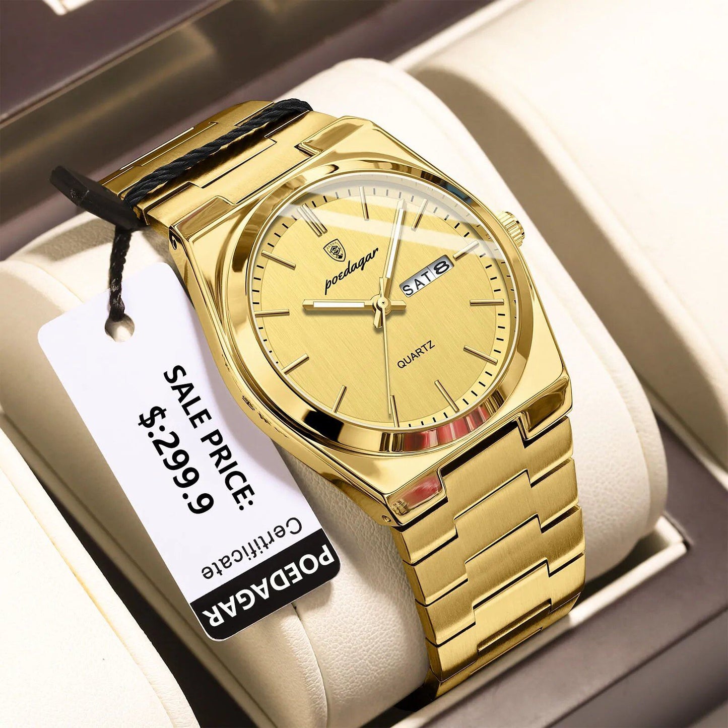 POEDAGAR High-Quality Men's Watch, Stainless Steel, Waterproof, Luminous, Date & Week, Business Quartz Movement, Color: 930, Parallel Import