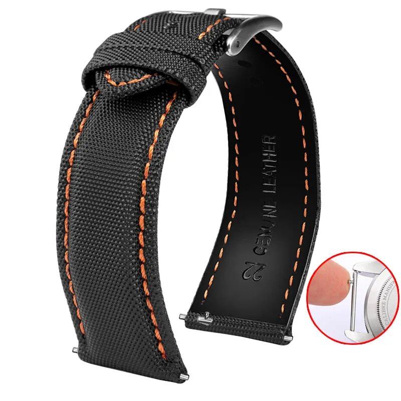 20mm, 21mm, 22mm, 23mm, 24mm Nylon & Leather Watch Band for Tag Heuer, Citizen, and Seiko 5. Men's and Women's Canvas Watch Strap. Band Color: mm. Parallel Import.