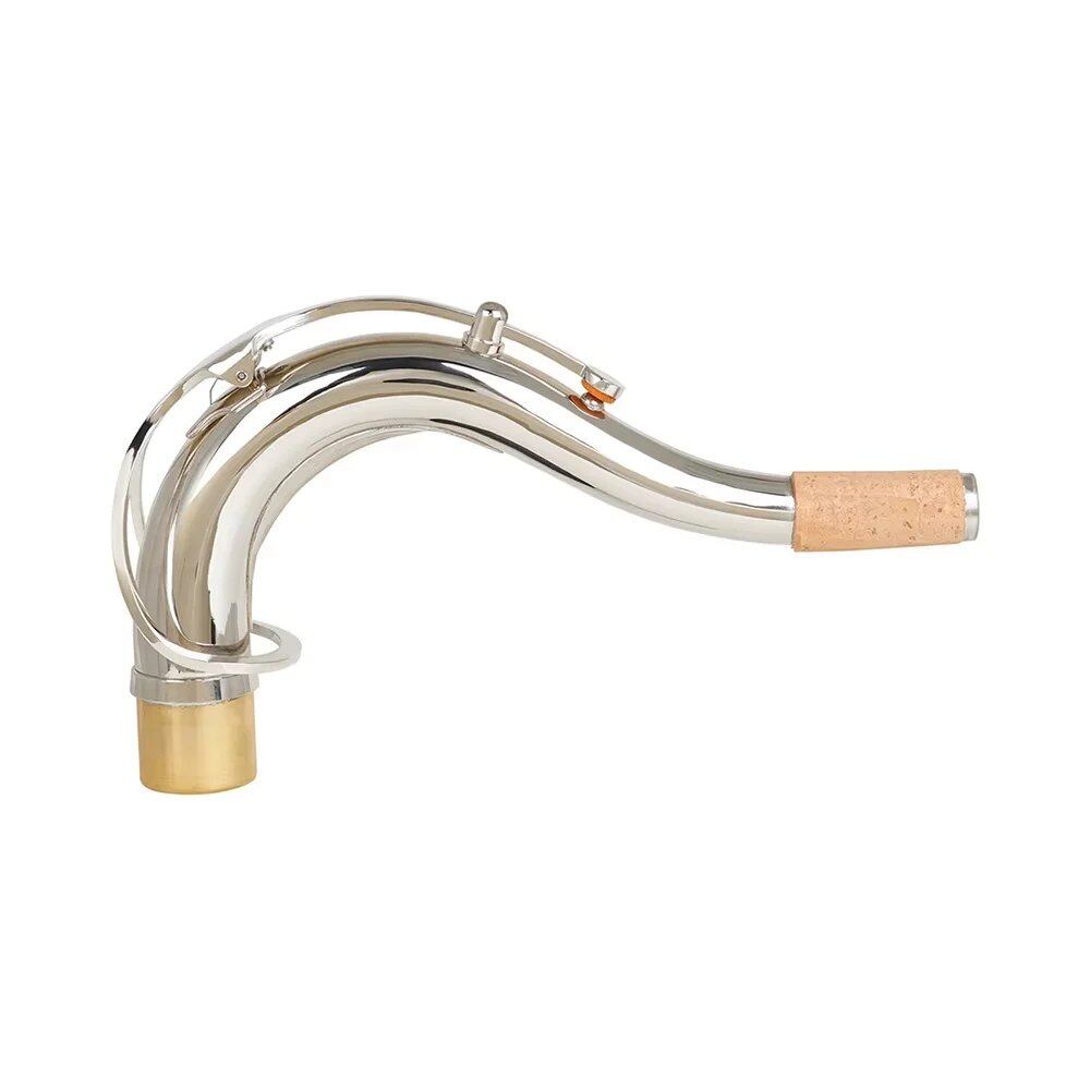 Silver-Plated Brass Bent Neck Saxophone Extension, Curved Neck for Tenor, Alto, and Soprano Saxophones, Woodwind Instrument Replacement Accessory, Parallel Import
