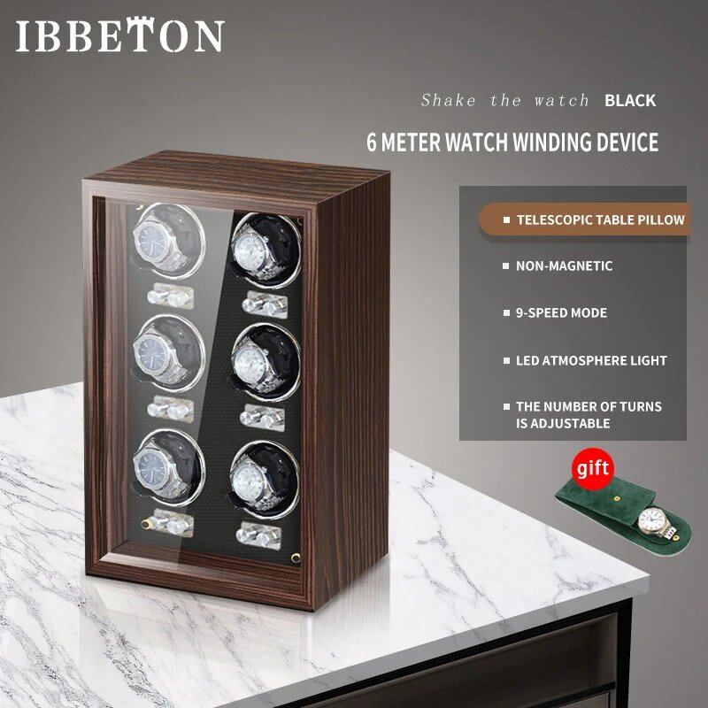 IBBETON Luxury Wooden Watch Winder, High-End 2, 4, or 6 Slot Automatic Watch Box with Mabuchi Silent Motor, Watch Storage Cabinet, Parallel Import
