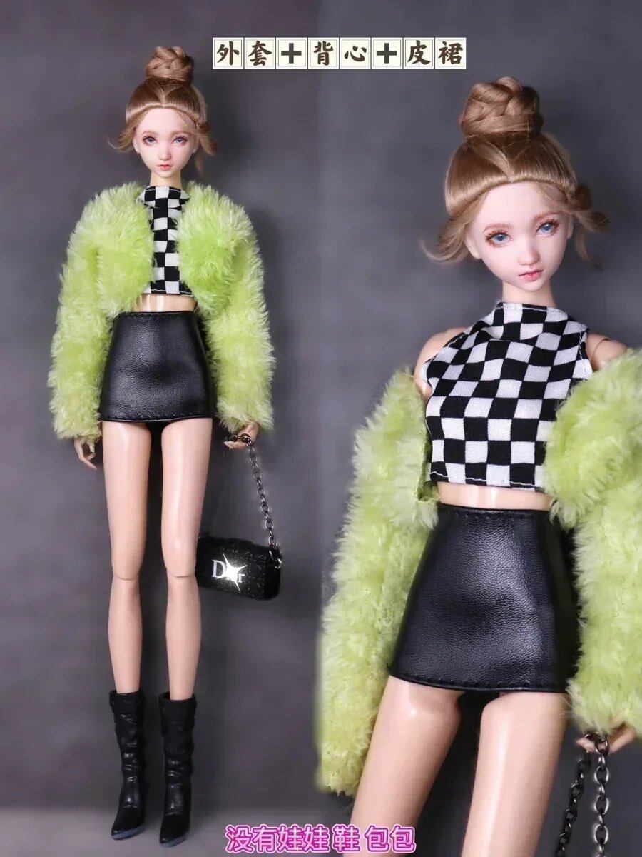 1/6 Doll Clothes Set / New Long Sleeve Knit Coat Dress with Socks and Shoes / 30cm Xinyi FR ST Blythe BB Doll Accessories Color: ; Size: Doll Not Included Parallel Import