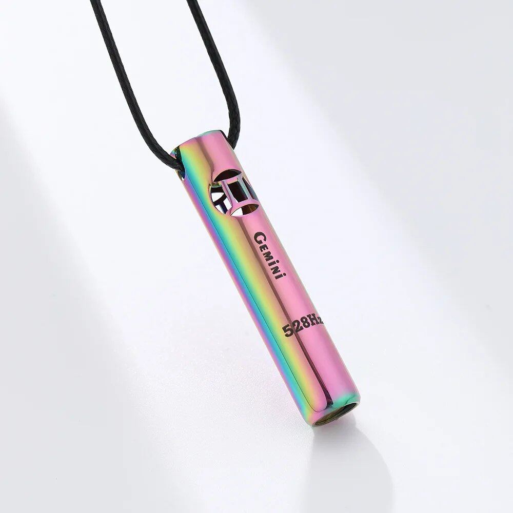 Stainless Steel Meditation & Mindfulness Bracelet Pendant with 12 Zodiac Signs, Stress Relief, Anxiety Relief, and Whistle, Sports Necklace, Metal Color: Black, Parallel Import