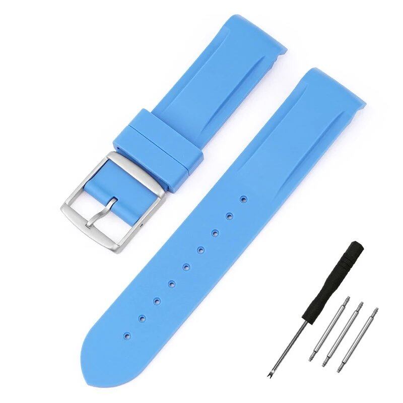 New 20mm Bent End Rubber Watch Strap for Omega Moonwatch, Joint Constellation, Men's Waterproof Sports Watch Band, Band Color: 20mm; Band Width: 20mm, Parallel Import