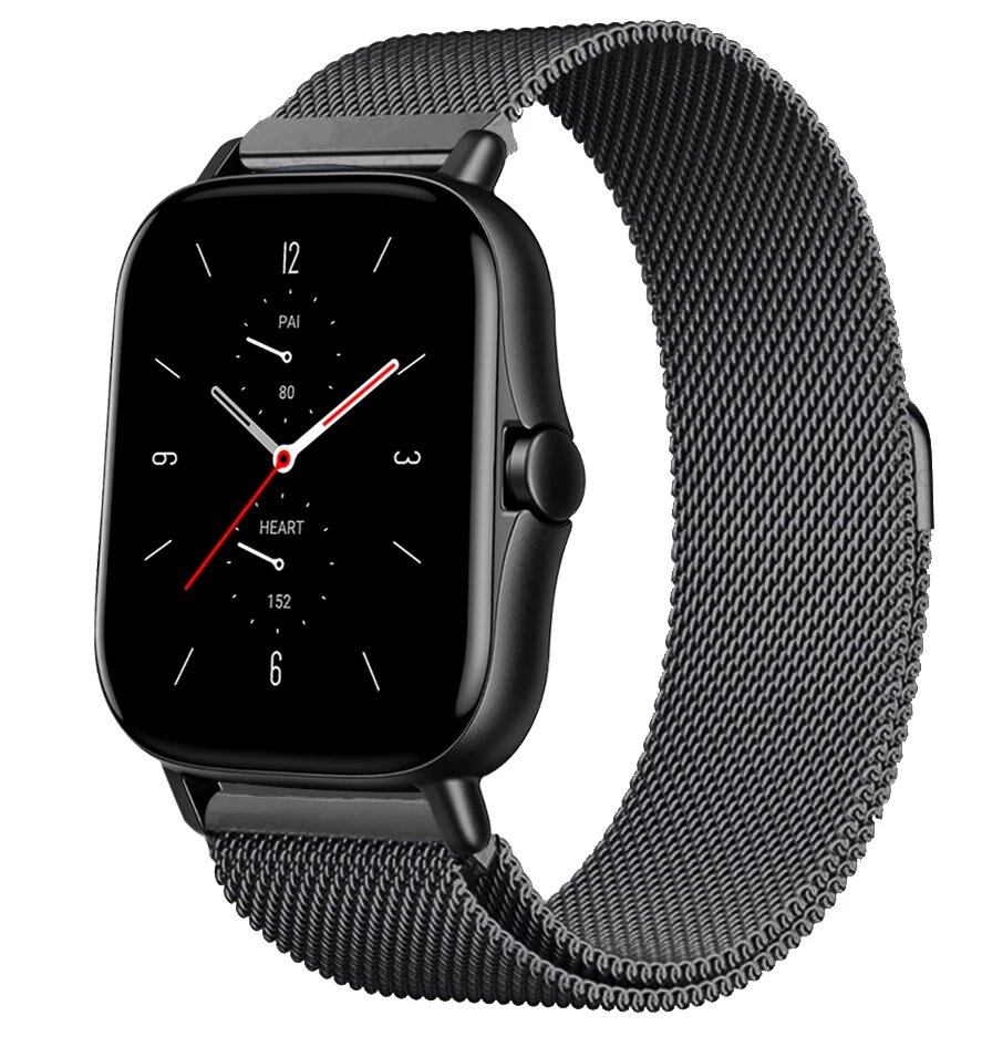 Magnetic Loop Mesh Smartwatch Band for Amazfit GTS/GTR/Bip 5 (Compatible with 20mm/22mm/47mm Watches) - Metal Mesh Strap, Band Color: mm; Ships from: Parallel Import