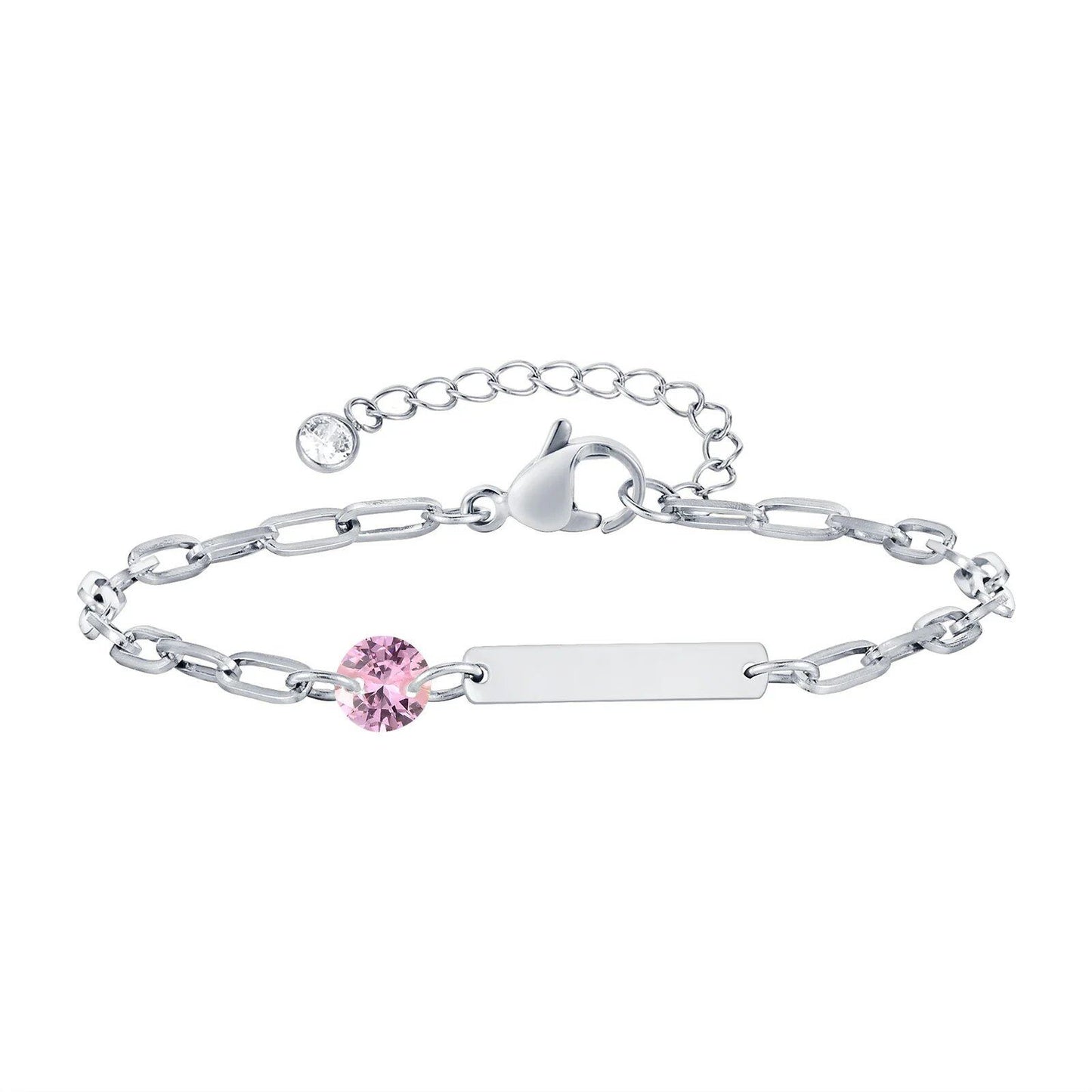Vnox Zodiac Birthstone Bracelet for Women and Girls, Stainless Steel Rectangular Chain Bracelet with Personalization, Birthday Gift, Metal Color: BR-2085, Parallel Import