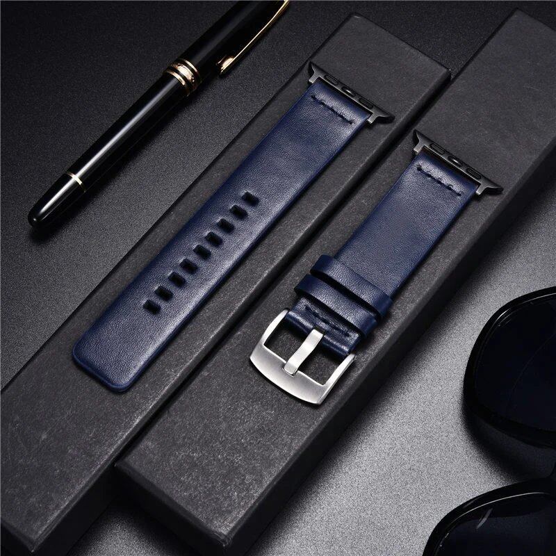 Simple Genuine Leather Strap for Apple Watch Series 8/7/6/SE/5/4/3, 38/40/41mm, 42/44/45mm, Band Color: mm, Parallel Import