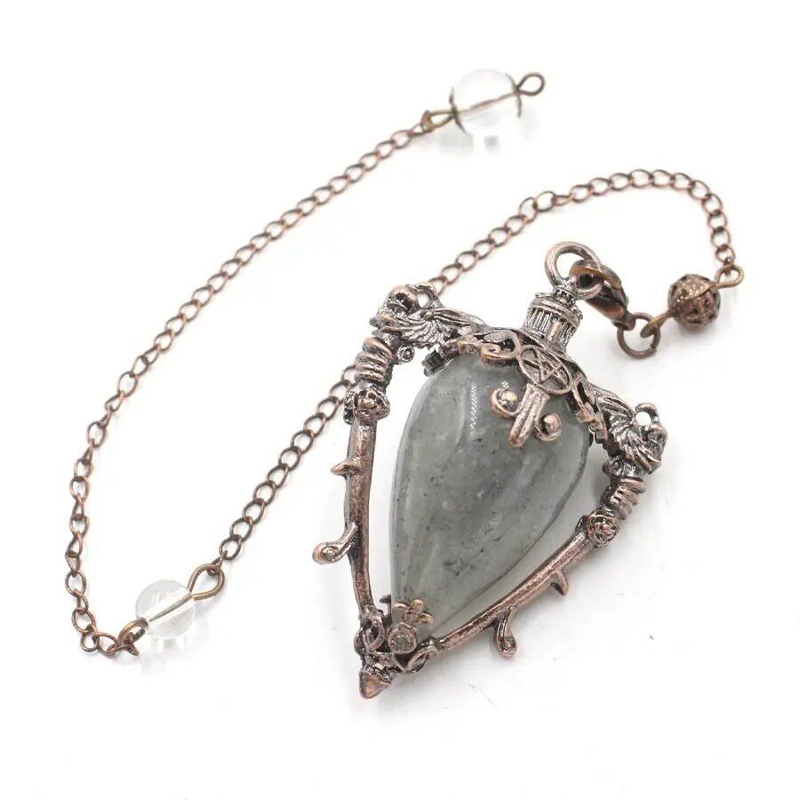 Large Natural Stone Pendant, Crystal Pendulum, Divination, Black Obsidian, Amethyst, Lapis Lazuli, Pink Quartz, Reiki, Spiritual, Pendulum, X210, Metal Color: Parallel Import
