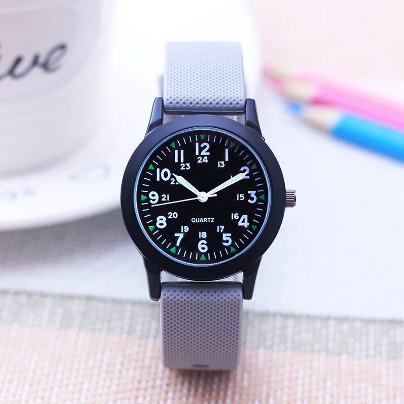 Fashionable unisex 24-hour luminous hands, high-quality silicone strap, simple quartz watch for children, men, women, and couples, parallel import