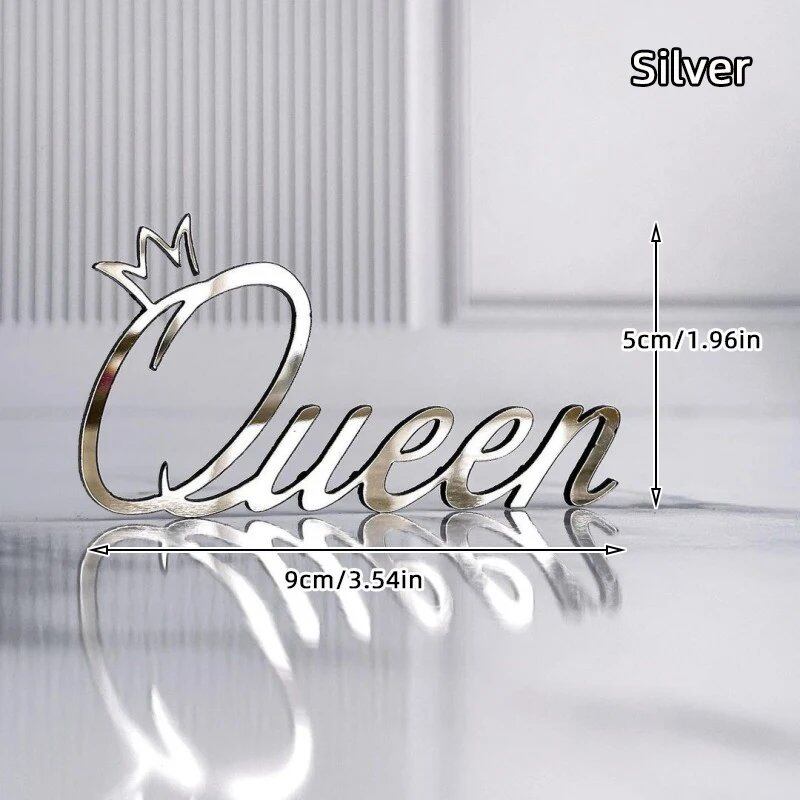 Set of 1, 3, or 5 Acrylic Birthday Queen Gold Cake Topper for Happy Birthday Party Side Cake Decorations. Size: Parallel Import.