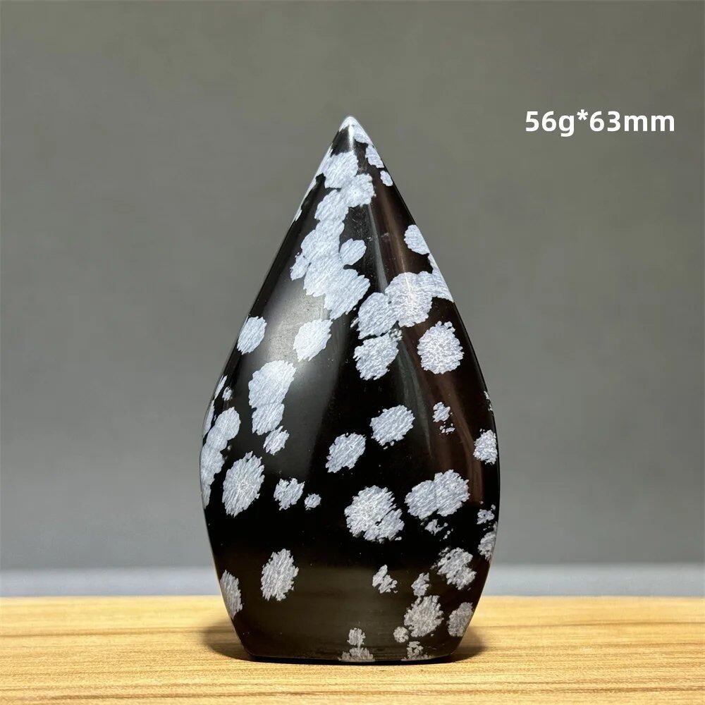 Snowflake Obsidian Freeform Ornament with Natural Quartz, Reiki, Meditation, Healing, Witchcraft, Energy Decoration, Home Gift, Color: Parallel Import