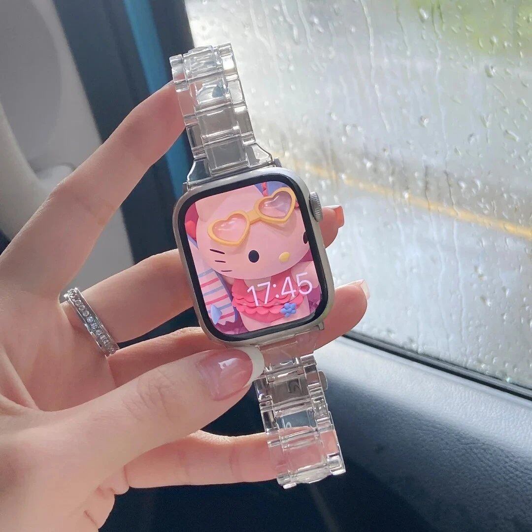 Apple Watch Ultra 2 49mm/7/8/9/41mm/45mm/40mm/42mm/44mm用 スプリングレインボーキャンディレジンバンド - 女性向けブレスレットストラップ(iWatch 6/SE対応) サイズ: 並行輸入品