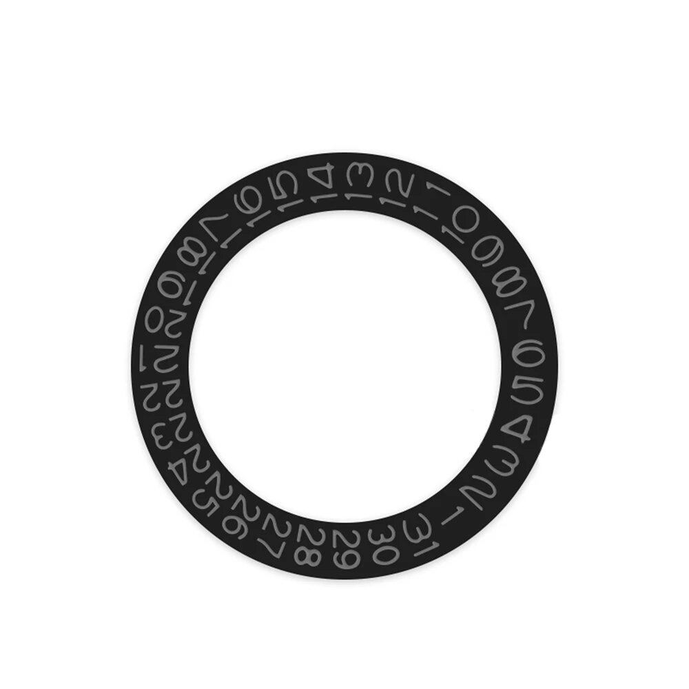 Round Calendar Disc with Date Display at 3 o'clock, Day Wheel Calendar Plate, and Date Disc for NH35 and NH36 Movements, Color: Black, Parallel Import