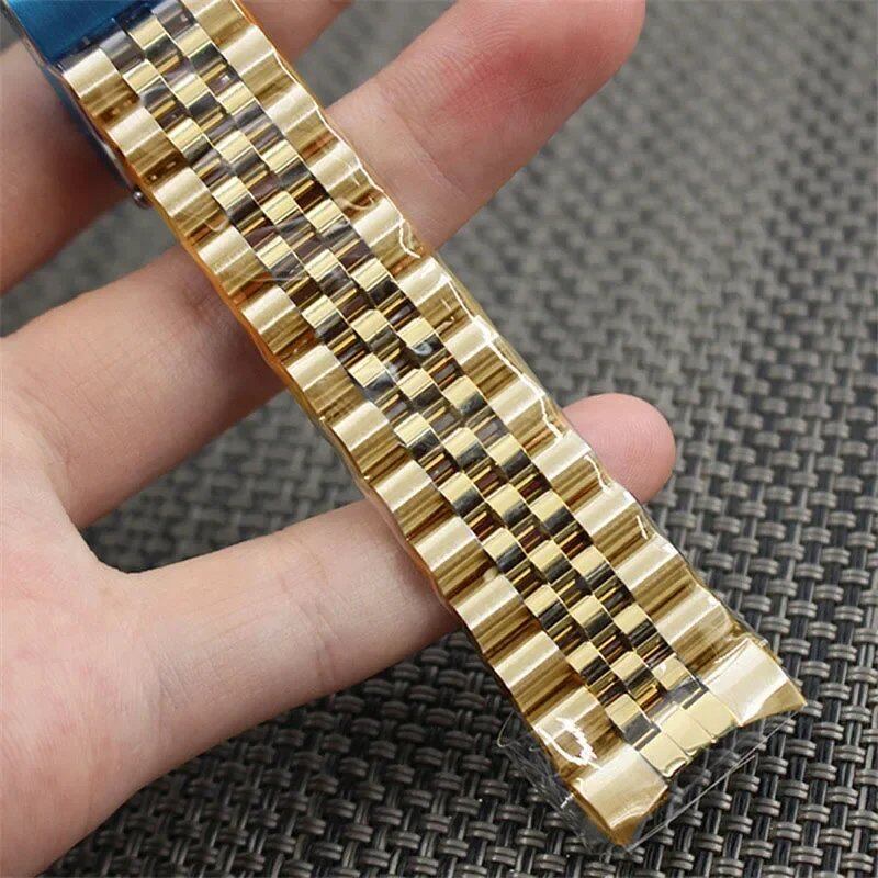Luxury Curved End Metal Watch Band for Rolex Datejust Jubilee, 18mm, 19mm, 20mm, 21mm Stainless Steel Bracelet, Band Color: mm, Parallel Import