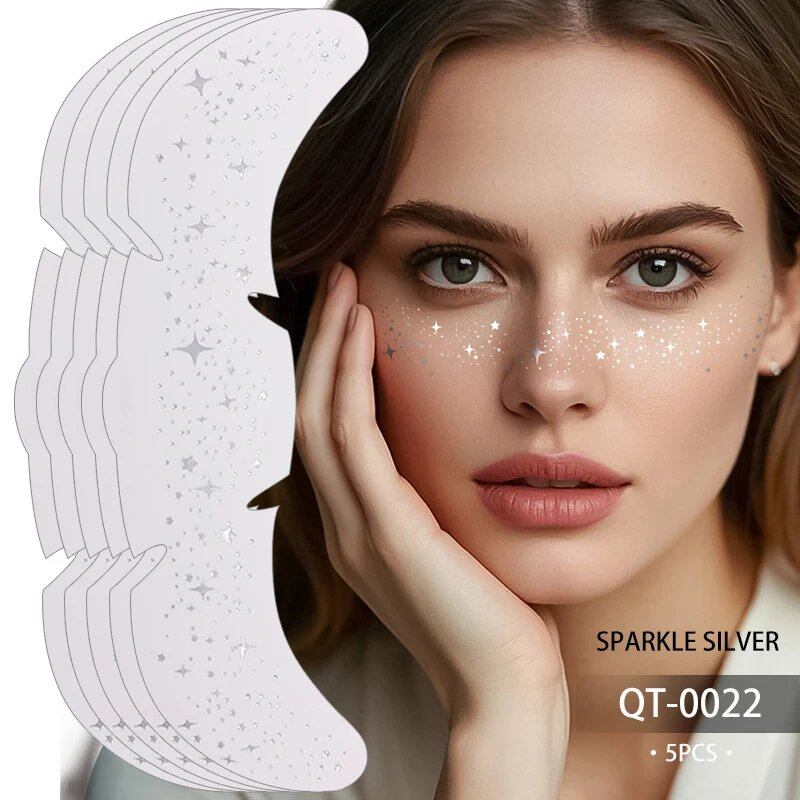 1/5 Glitter Skincare Freckle Face Tattoo Stickers, Gold and Silver Sparkle Freckle Makeup Patches for Women, Color: 0, Parallel Import