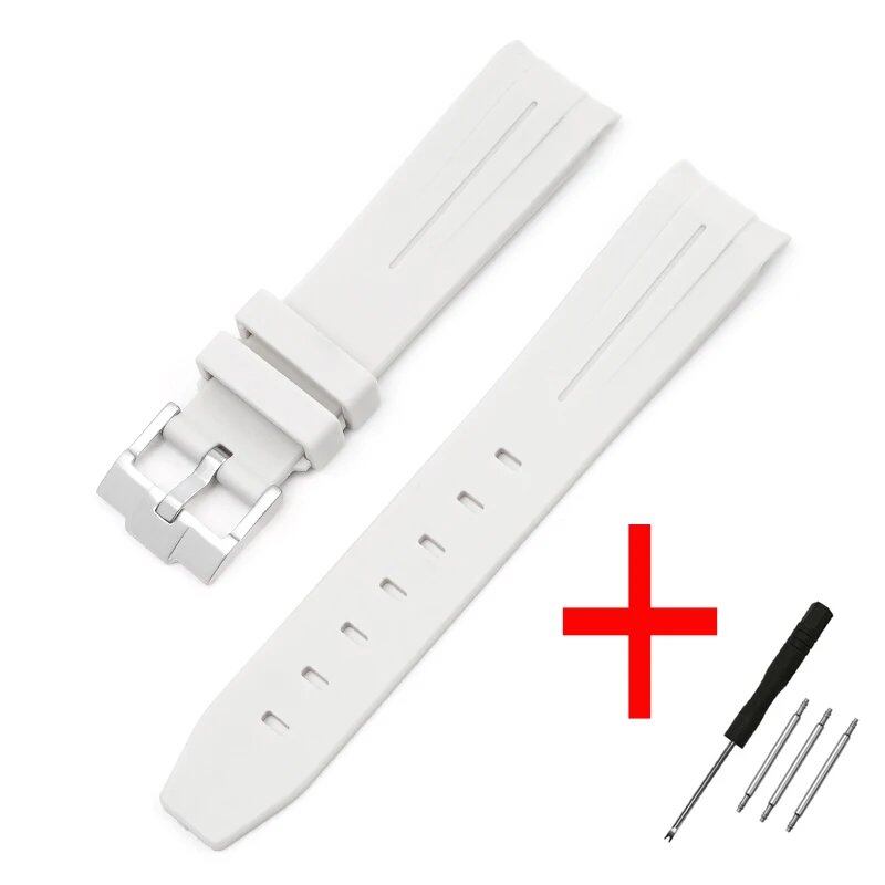 New 20mm Bent End Rubber Watch Strap for Omega Moonwatch, Joint Constellation, Men's Waterproof Sports Watch Band, Band Color: 20mm; Band Width: 20mm, Parallel Import