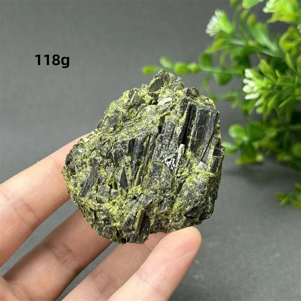Natural Green Tourmaline Rough Stone Specimen Collection for Aura Healing, Meditation, and Energy Chakra Use. Gemstone Home Furnishing Gift. Parallel Import.