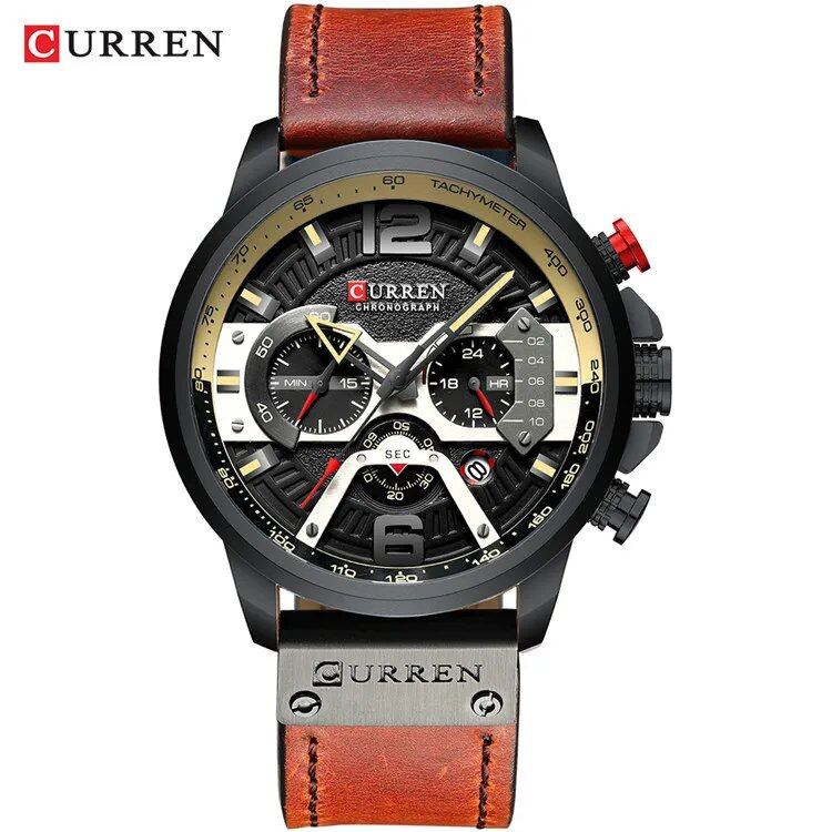 Men's Top Brand Luxury Military Sports Leather Quartz Watch, Karlen 8329, Parallel Import