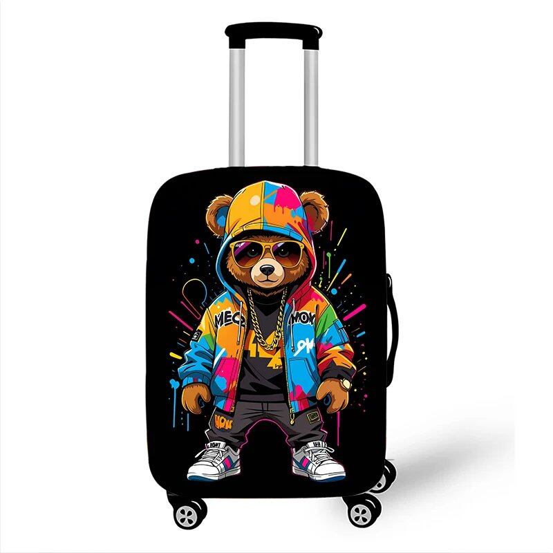 グラフィティ 女性向けクマ人形デザイン 旅行用スーツケースカバー 男女兼用 防塵 伸縮性 トロリーケースカバー サイズ: 並行輸入品